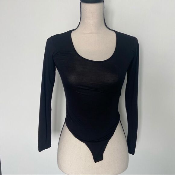 NWT The Kit Undergarments Long-sleeve Black Thong Bodysuit in dust bag Size 2 - Picture 2 of 10